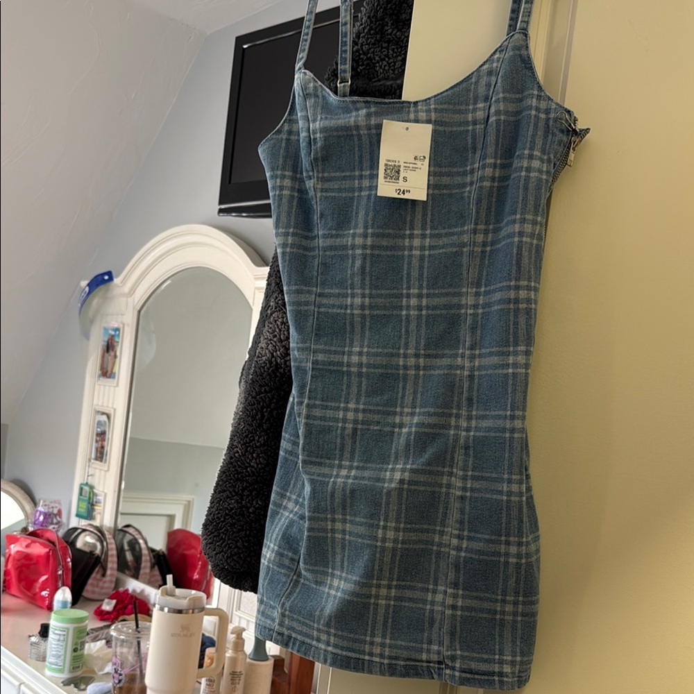 Blue Plaid Sleeveless Dress